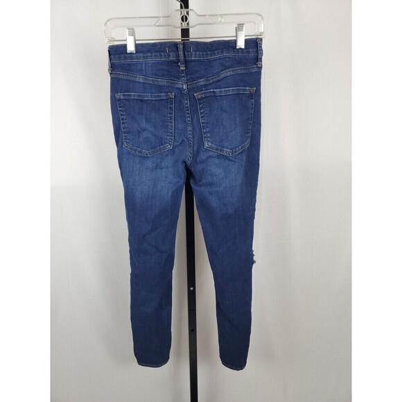 Free People Jeans Size 27x25 Skinny Leg Torn Distressed Stretch Denim Blue - Picture 3 of 11